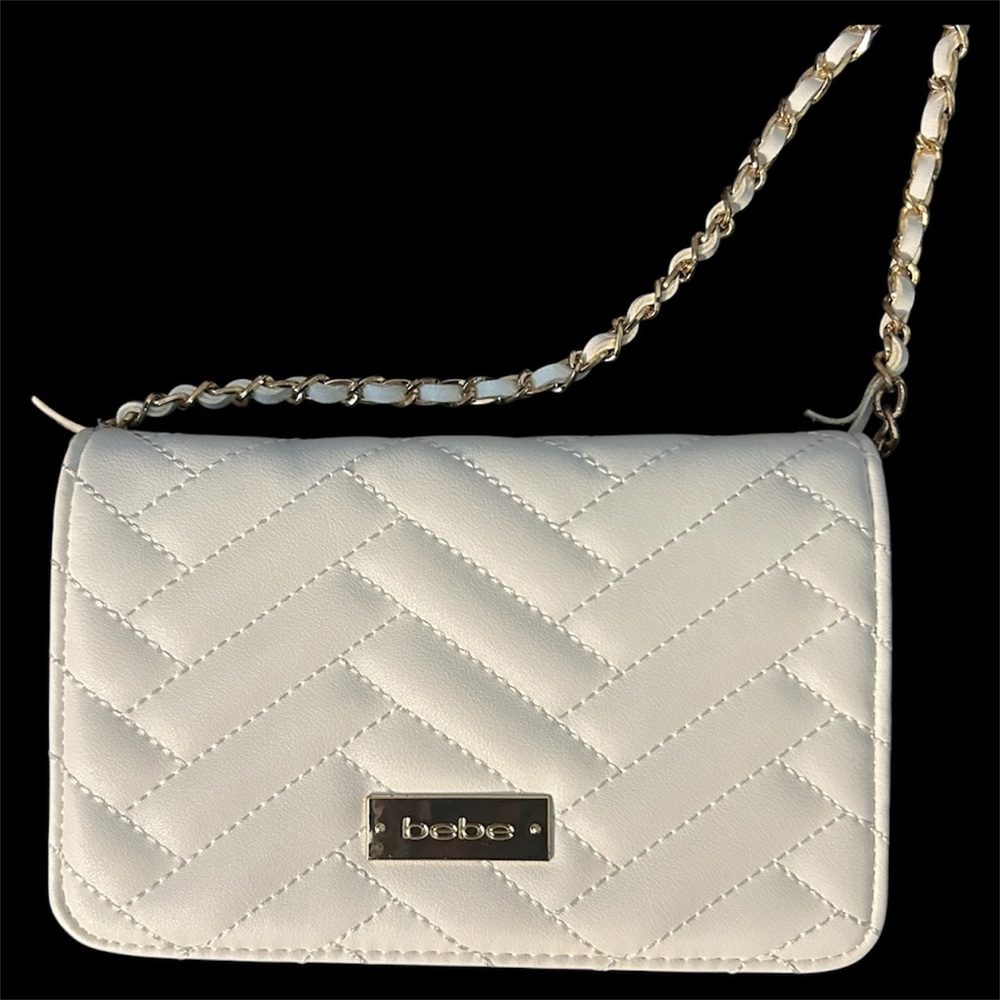 bebe white cross body purse